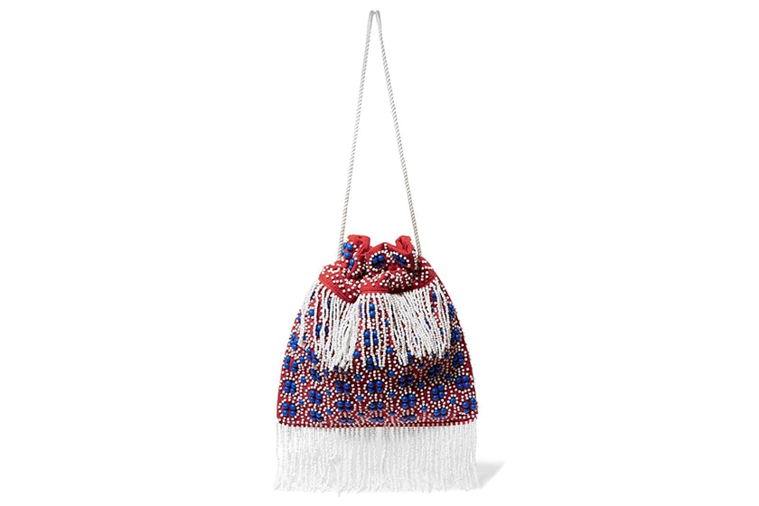 Staud Lance Beaded Canvas Pouch