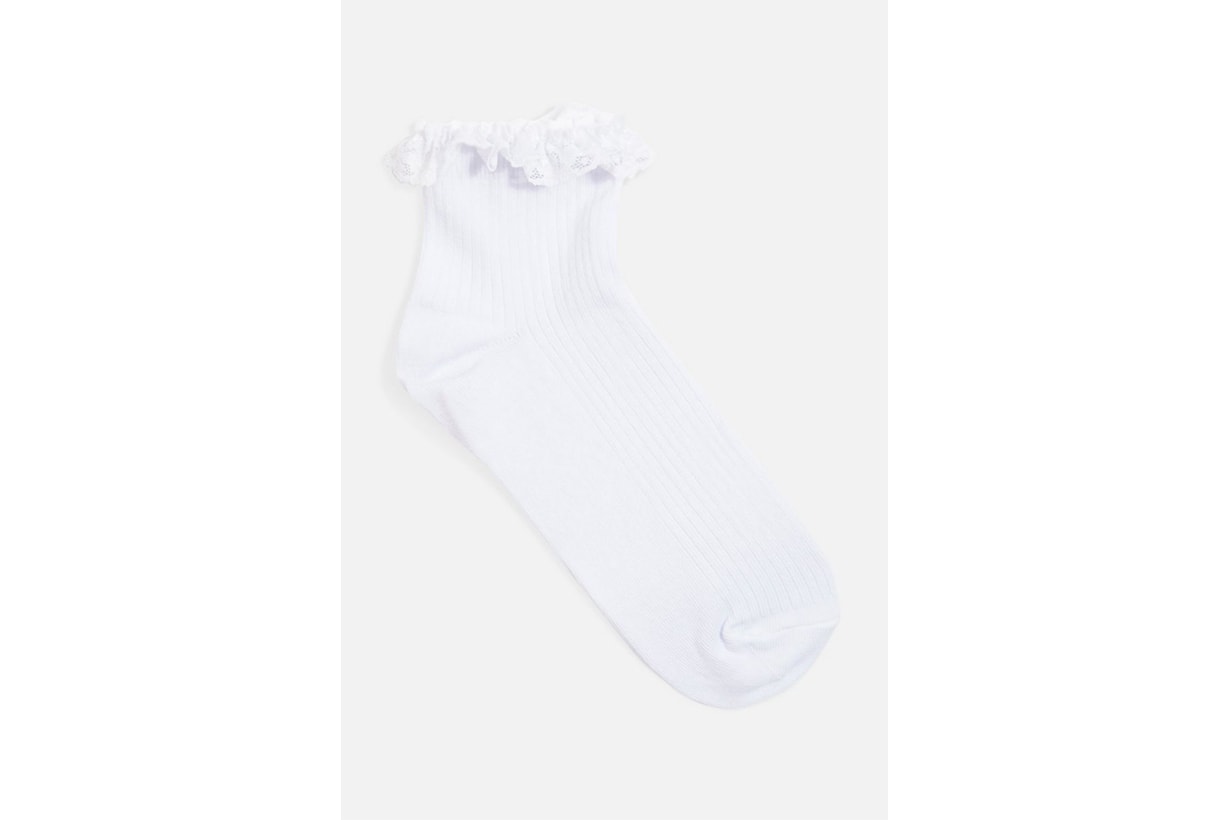 Topshop Lace Trim Ribbed Ankle Socks