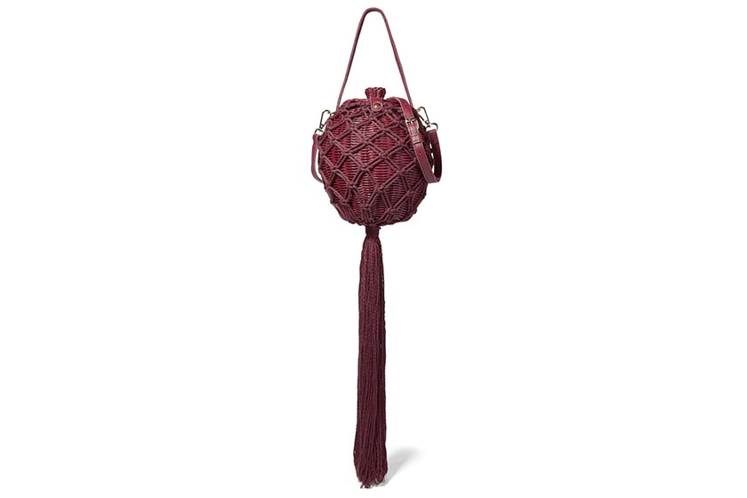 Ulla Johnson Leia Leather-Trimmed Wicker and Macramé Shoulder Bag