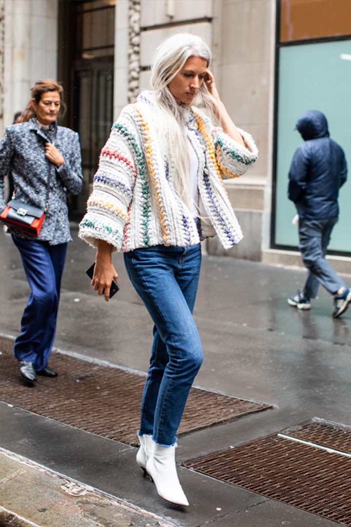 White Boots with Jeans Street Style