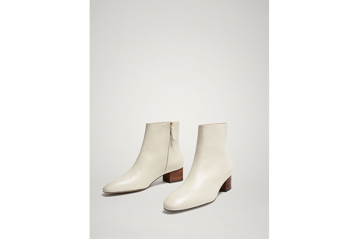 White nappa leather ankle boots