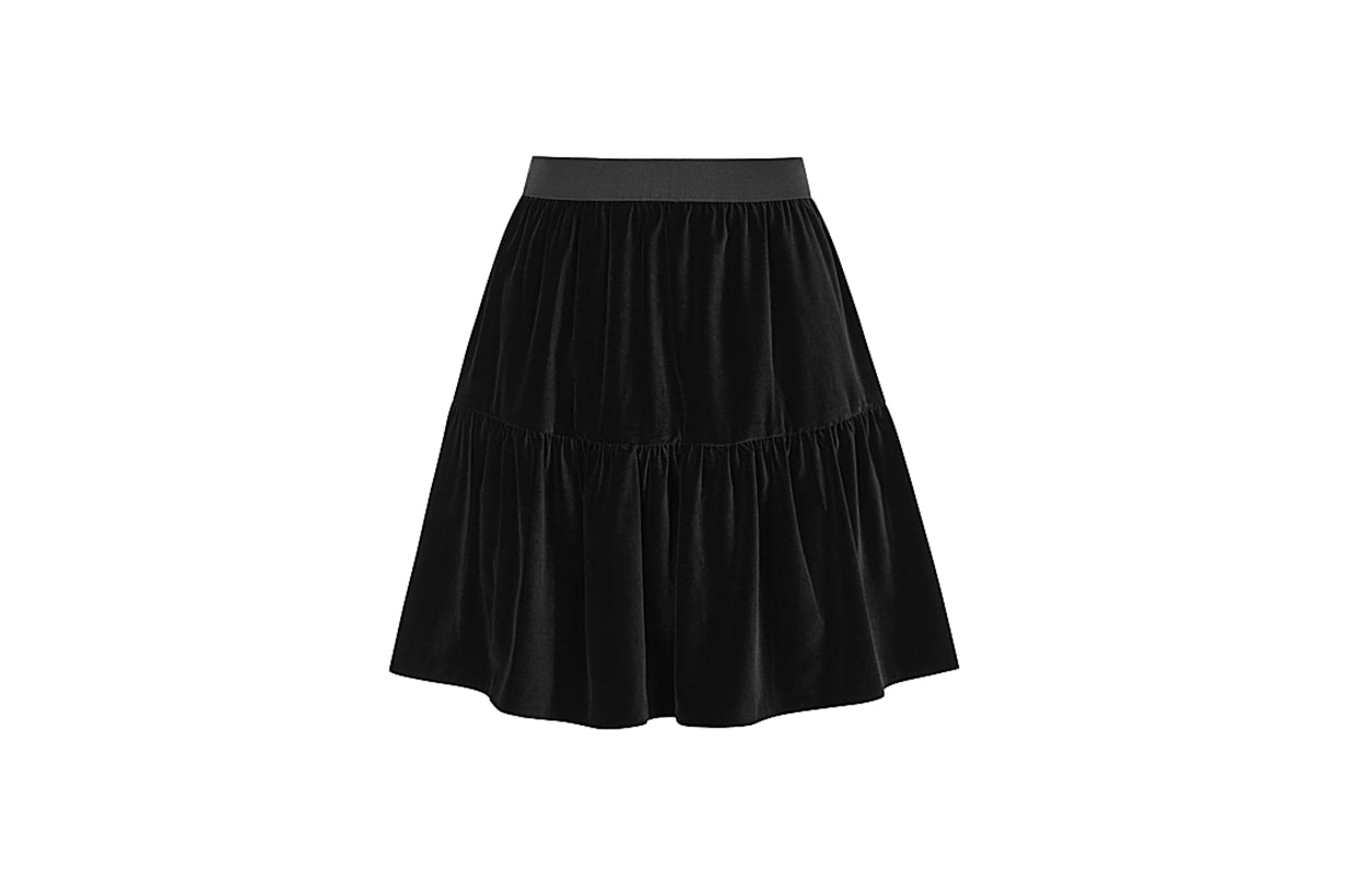 ALICE + OLIVIA  Sahara black stretch-velvet mini skirt