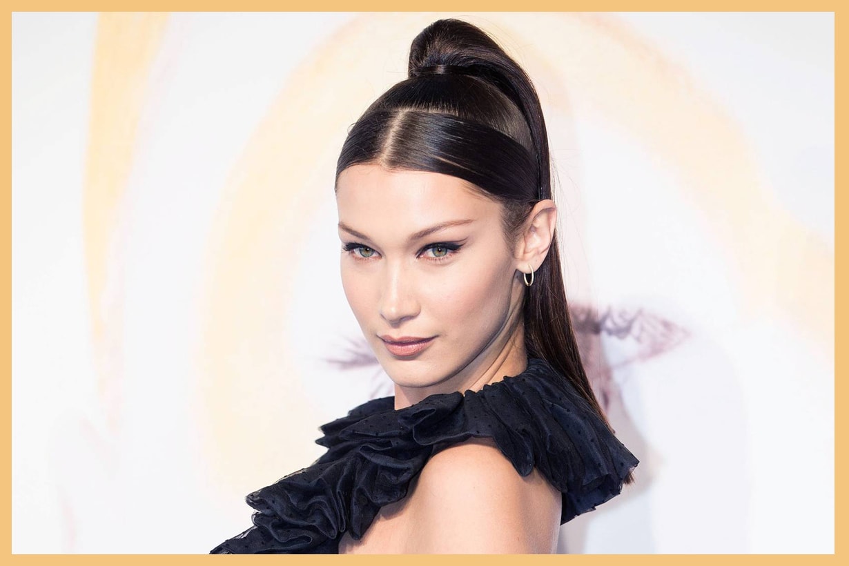 Bella Hadid drugstore skincare hair product OUAI’s Rose Hair & Body Oil Pantene Pro-V Smoothing Leave-in Combing Cream smooth frizzy free hairstyles