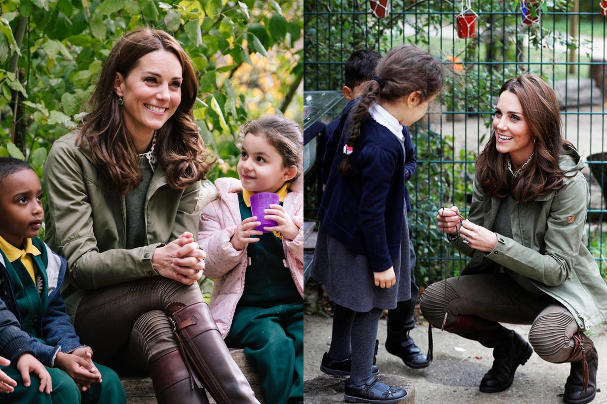 Kate Middleton Duchess of Cambridge end of maternity leave Sayers Croft Trust Forest School and Wildlife Garden Royal Visit Children Love and hugs