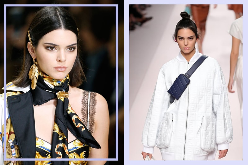 Kendall Jenner stretchy black headband hair accessories 90s supermodel celebrities hairstyles 90s hairstyles trend