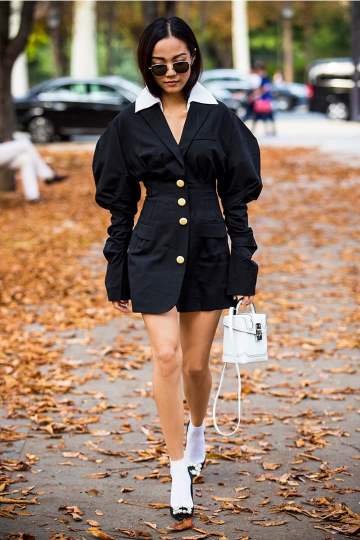 Socks styling fall winter 2018 street style street snaps fishnet socks high heels leather shoes jeans