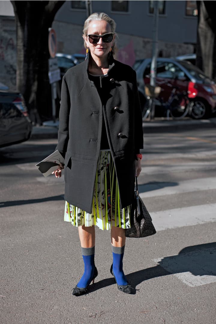 Socks styling fall winter 2018 street style street snaps fishnet socks high heels leather shoes jeans