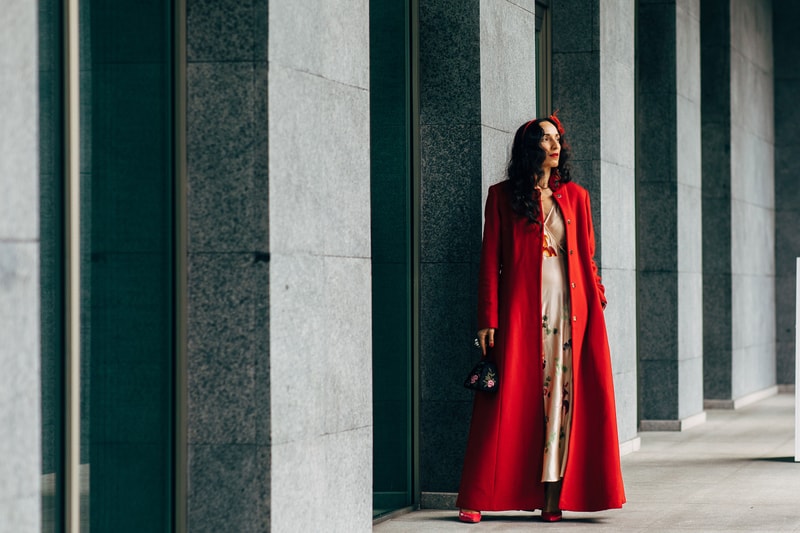 Red Coat Street Style at Tbilisi Fashion Week Spring 2019