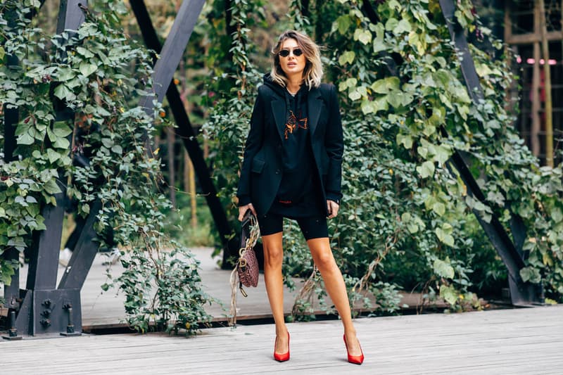 Blazer Bike Short Street Style at Tbilisi Fashion Week Spring 2019