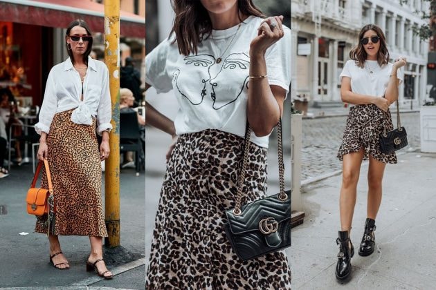 Leopard Print Outfit Ideas Street Snap White Tee
