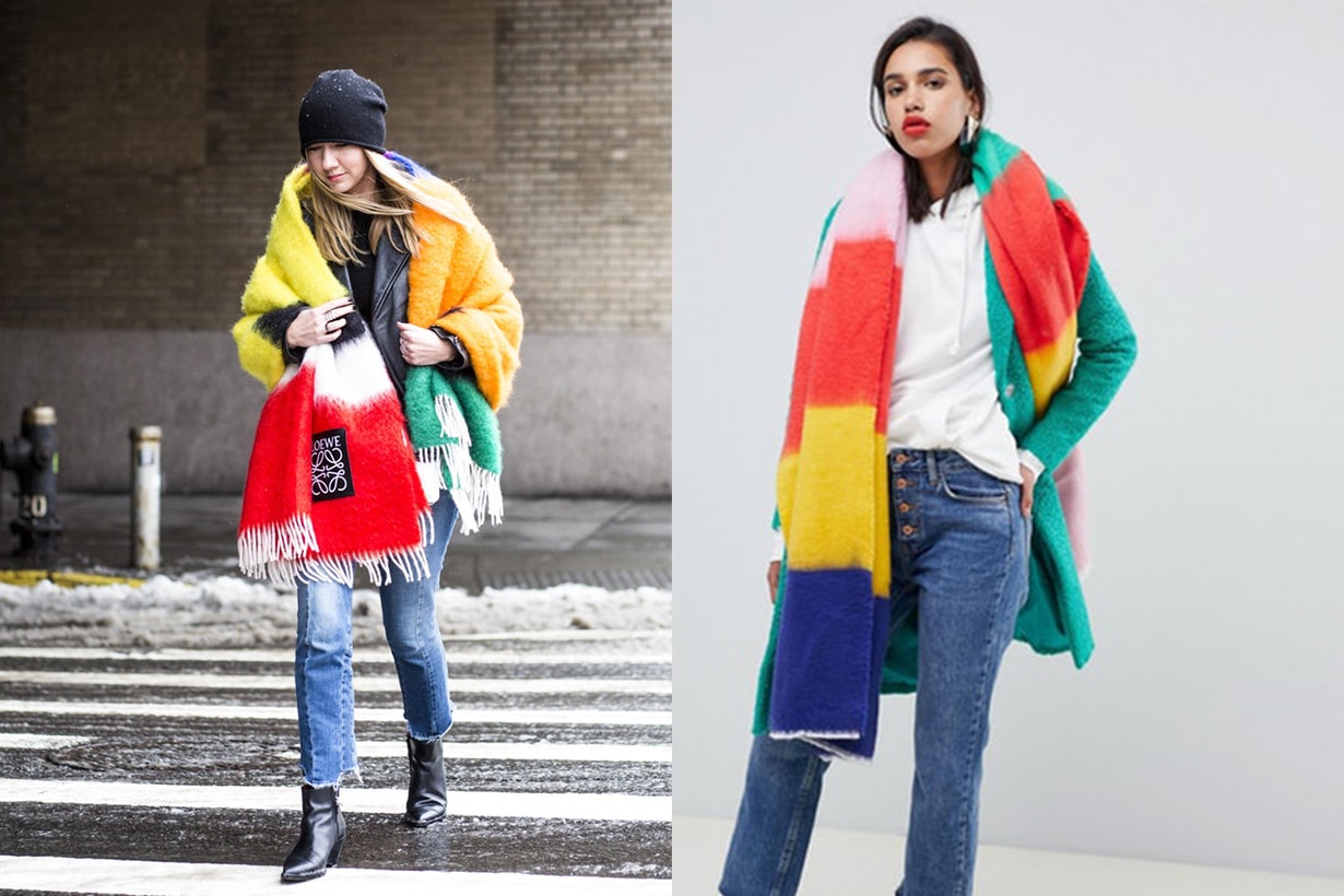 ASOS DESIGN Oversized Long Rainbow Block Stripe