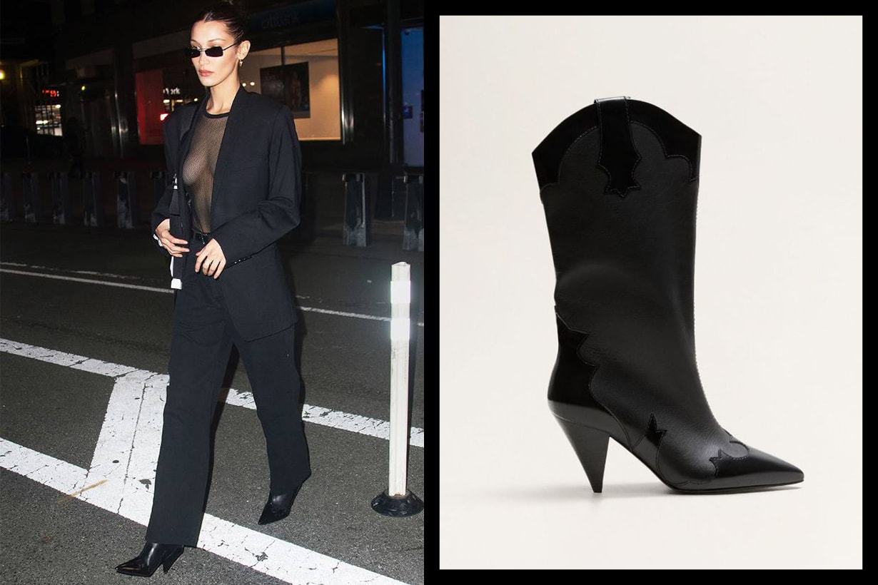 Bella Hadid's Mango Boots Black Suit Style