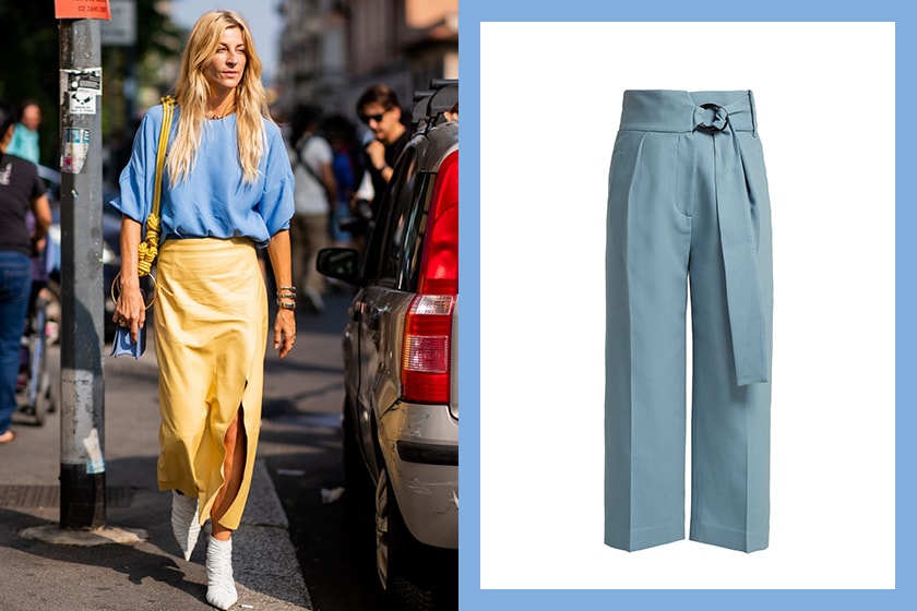 Cornflower Blue Petar Petrov belted wool-blend trousers