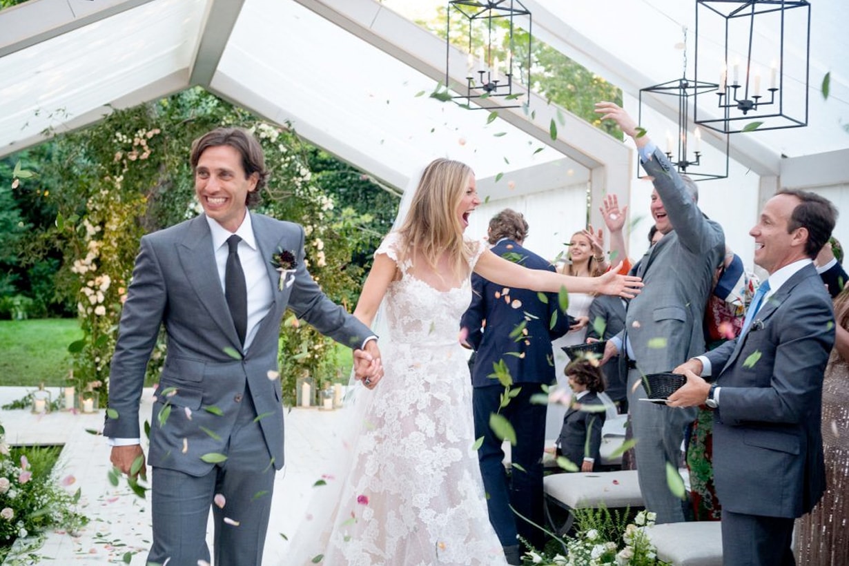Gwyneth Paltrow Brad Falchuk wedding detail gown romantic