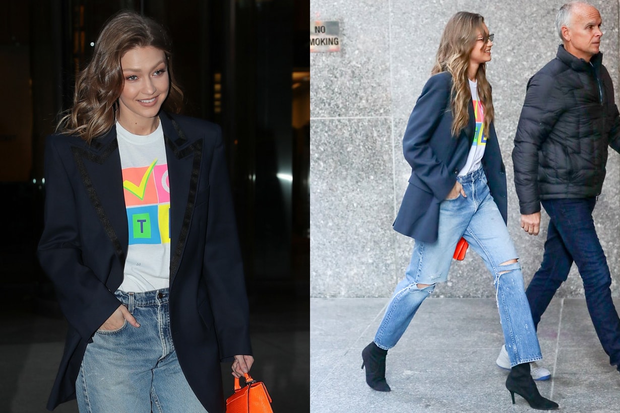 Gigi Hadid Baggy Jeans Vote T-shirt