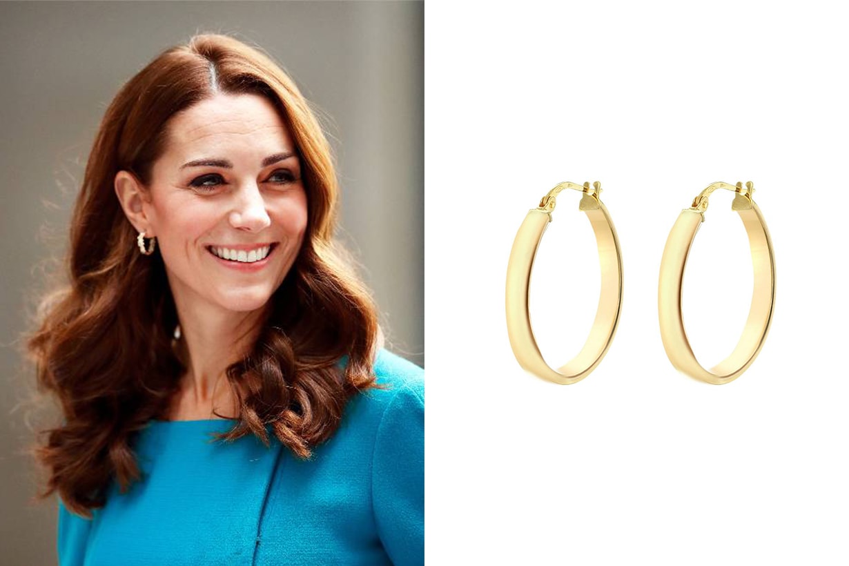 IBB 9ct Yellow Gold Creole Hoop Earrings Kate Middleton