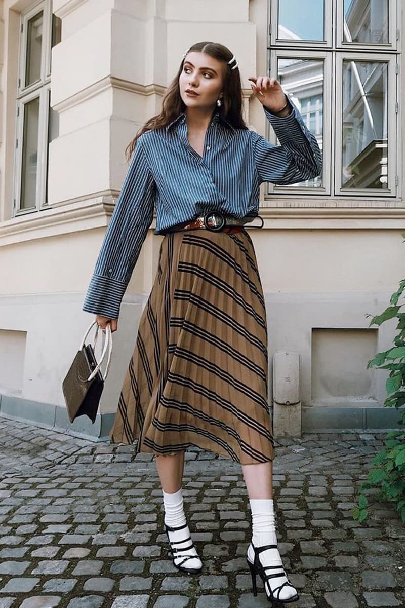 midi skirts v neck office lady working style inspiration