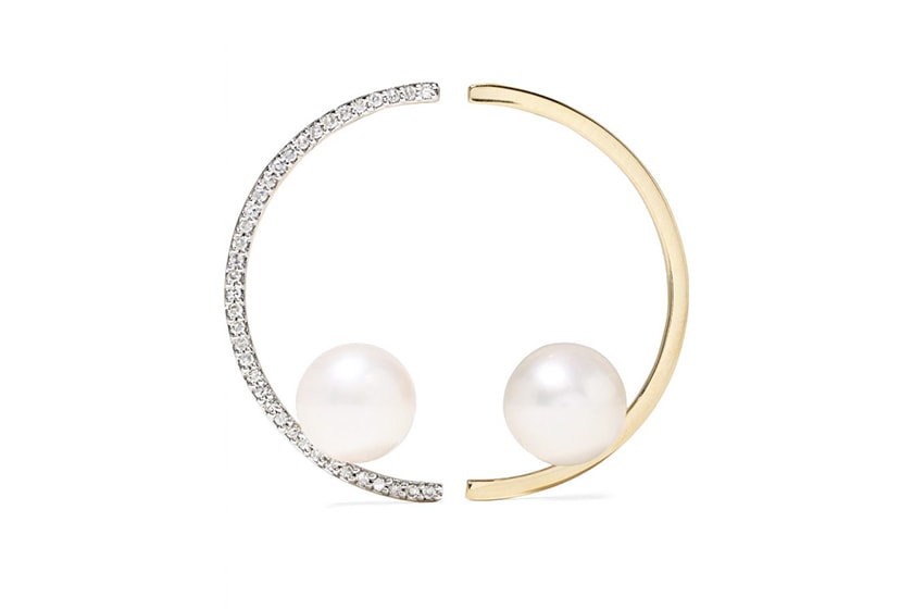 Mateo 14-karat gold, pearl and diamond earrings