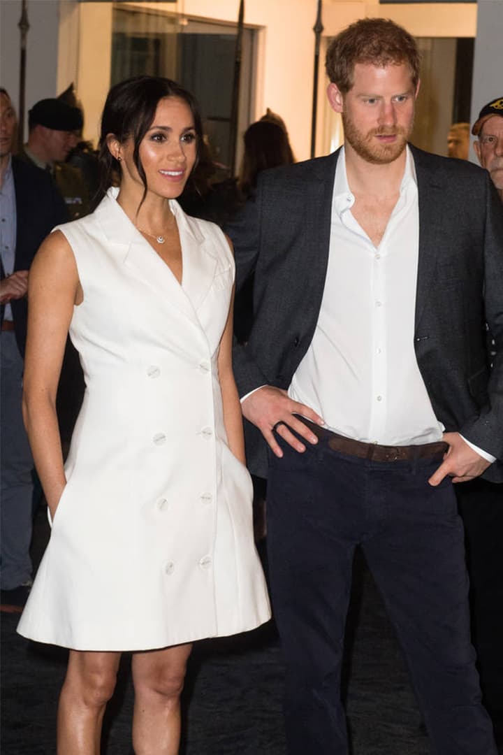 Meghan Markle White Tuxedo Dress