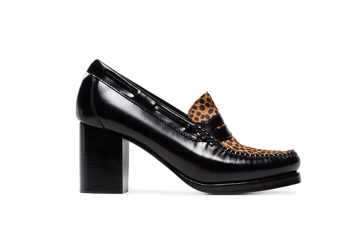 Re/Done Weejuns The Winsome Glossed-Leather and Leopard-Print Calf Hair Pumps 