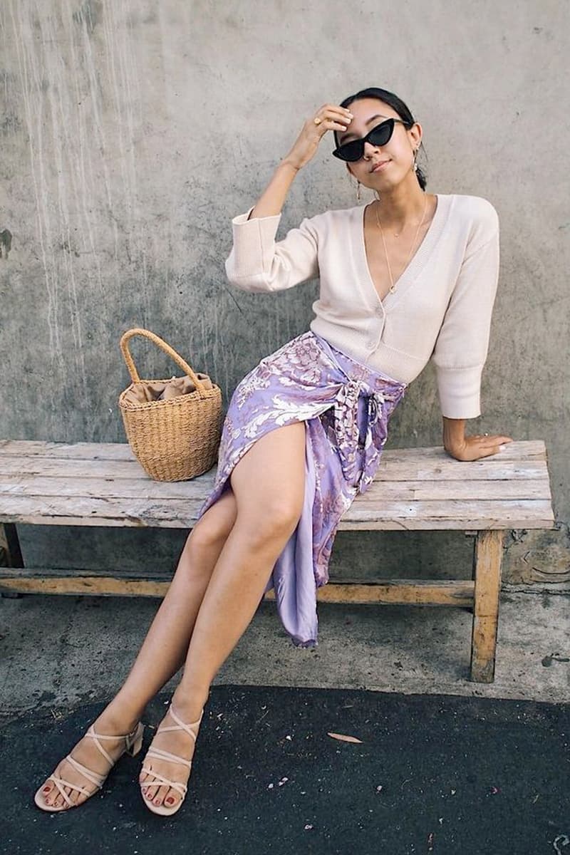 midi skirts v neck office lady working style inspiration