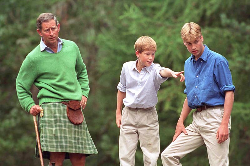 Prince Charles Prince William Prince Harry Picking up rubbish trash royal activity vacation British Royal Family