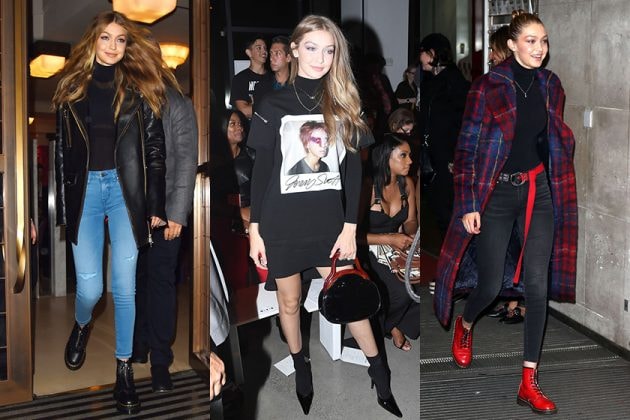 Gigi Hadid Celebrities Outfit Tips Ankle Boots Turtleneck blazer jacket