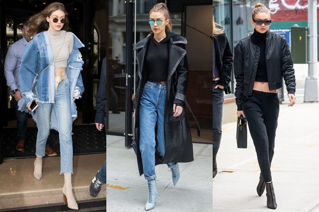 Gigi Hadid Celebrities Outfit Tips Ankle Boots Turtleneck blazer jacket