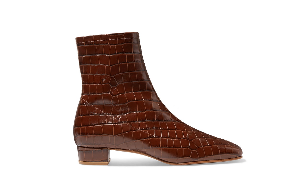 By Far Este Croc-Effect Leather Ankle Boots
