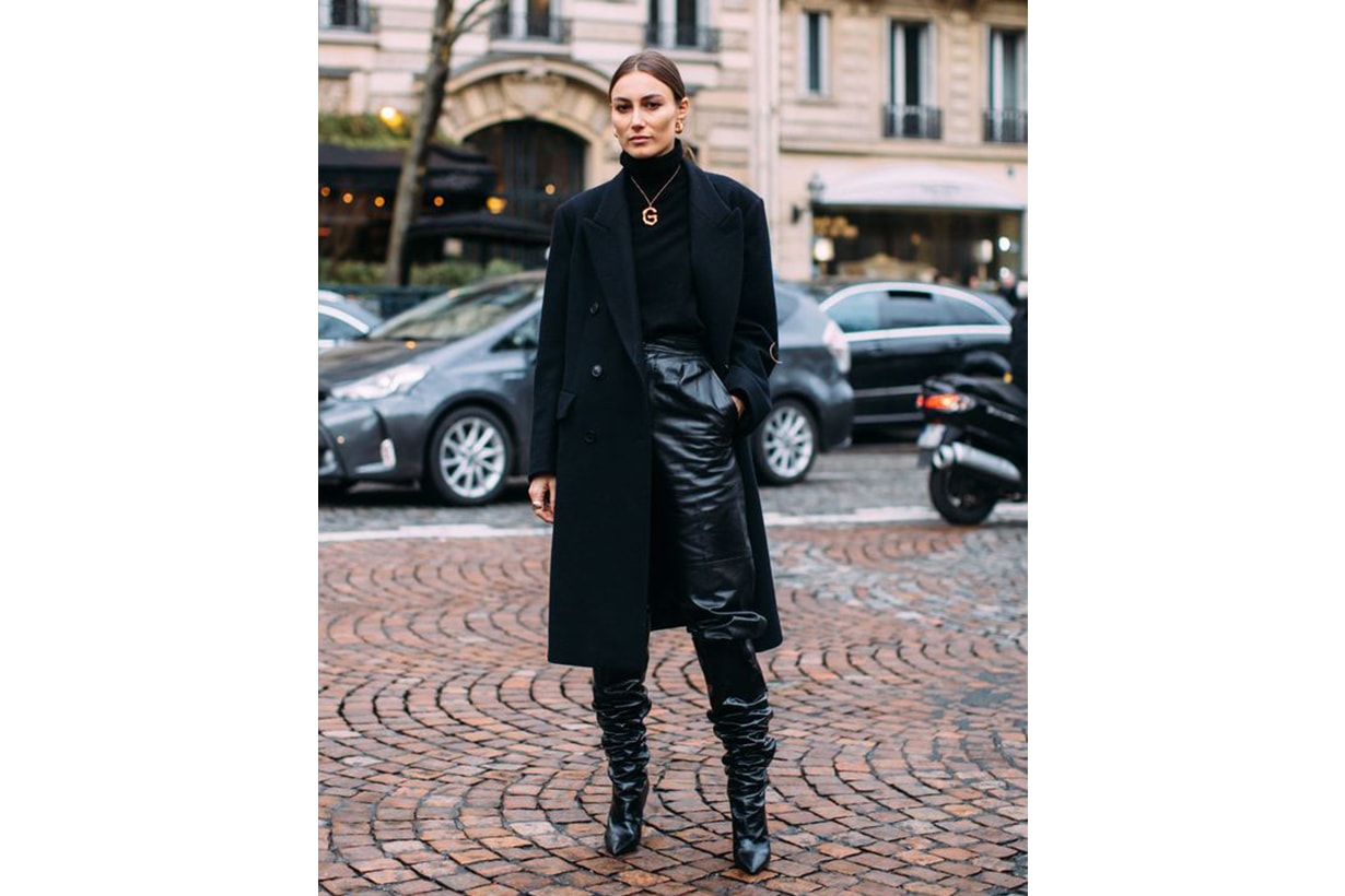 All Black Celine Necklace Street Style