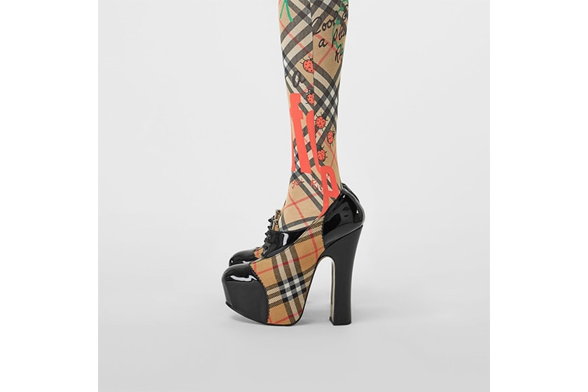 Burberry and Vivienne Westwood Vintage Check and Patent Lace-up Platforms
