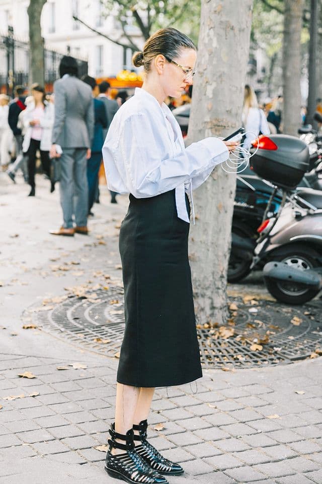 Black Skirt Boots Street Style