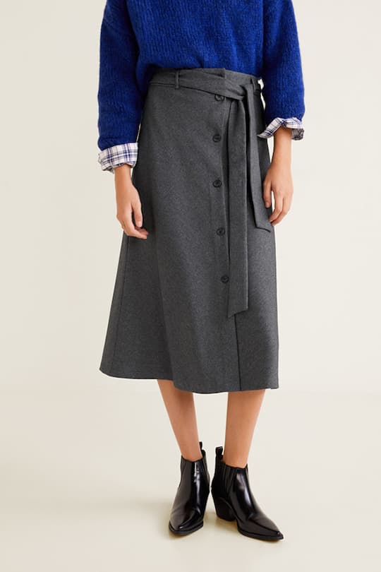 mango grey midi skirt