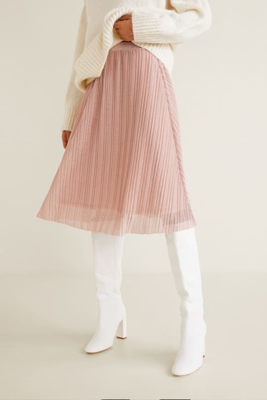 mango pink pleated skirt