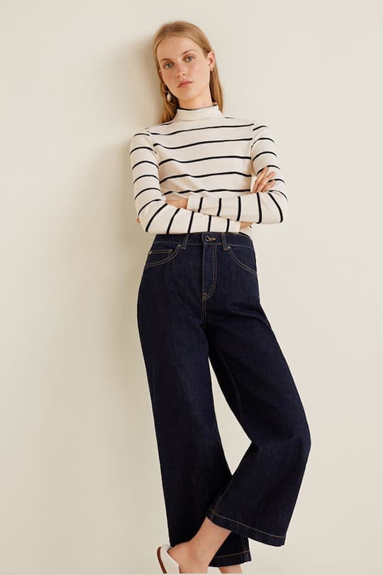 mango wide led denim jeans