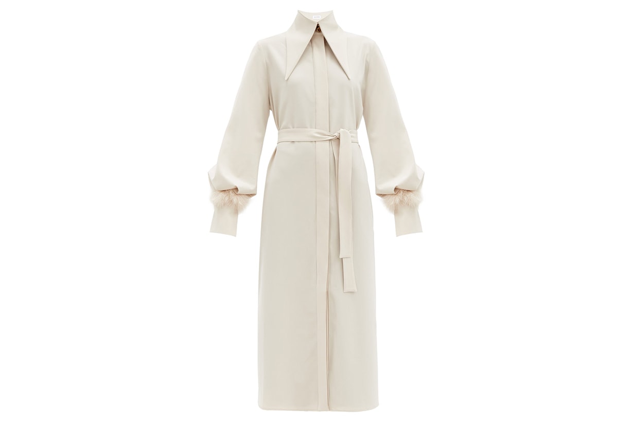 16ARLINGTON Namika feather-trimmed poplin shirt dress