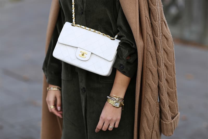 Aylin Koenig wearing Max Mara coat, Fendi boots, Chanel bag and Zara dress on November 26, 2018 in Hamburg, Germany.