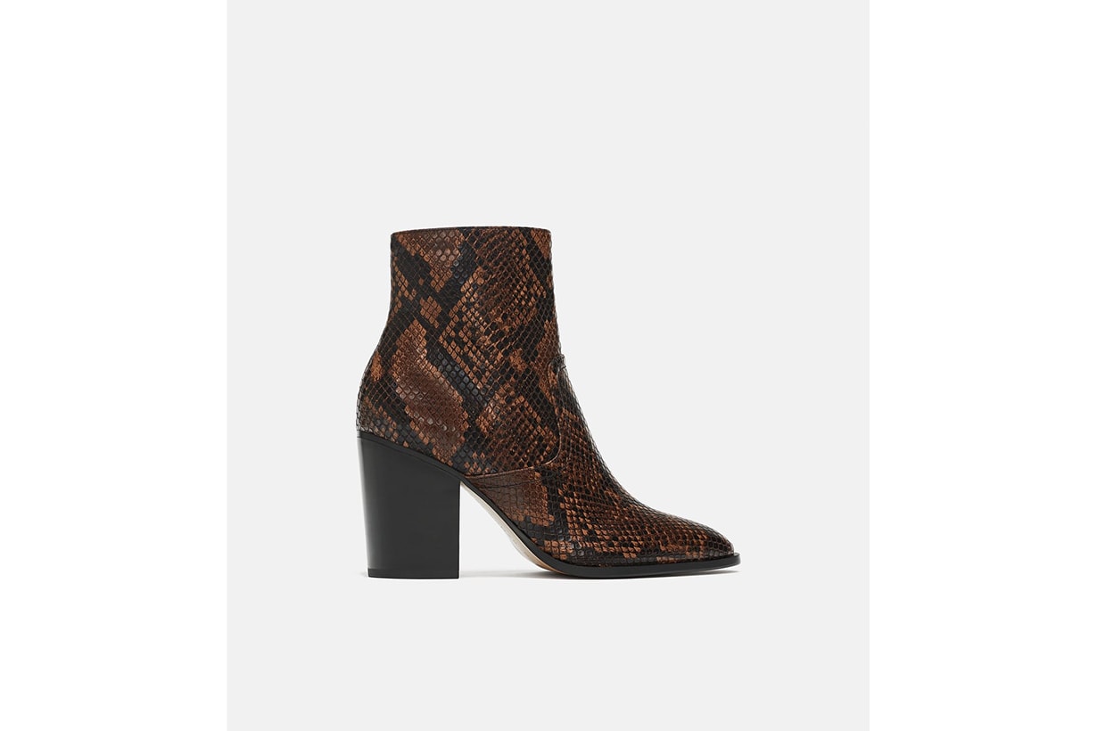 Zara Animal Print High Heel Ankle Boots