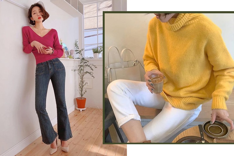 colorful knitwear style for asian girls