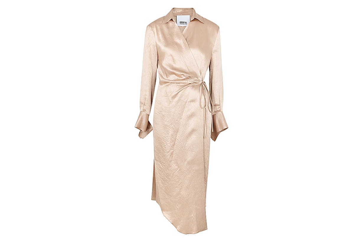 ERIKA CAVALLINI  Claudia blush satin wrap dress