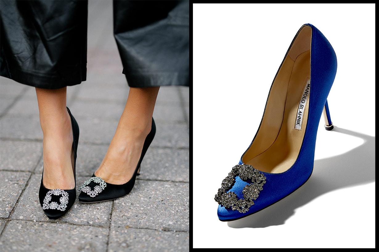 Manolo Blahnik Satin Jewel Buckle Pumps