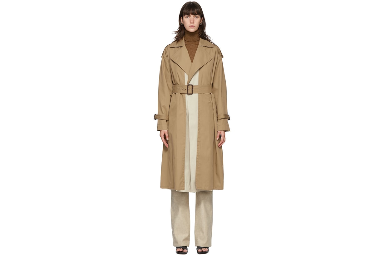 VICTORIA BECKHAM Beige Fitted Trench Coat