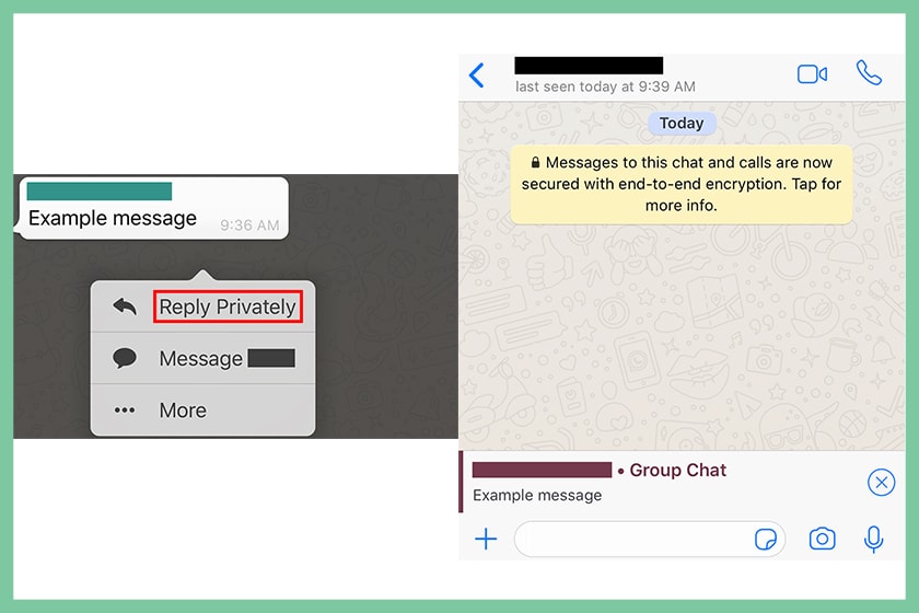 whatsapp update privately reply group message
