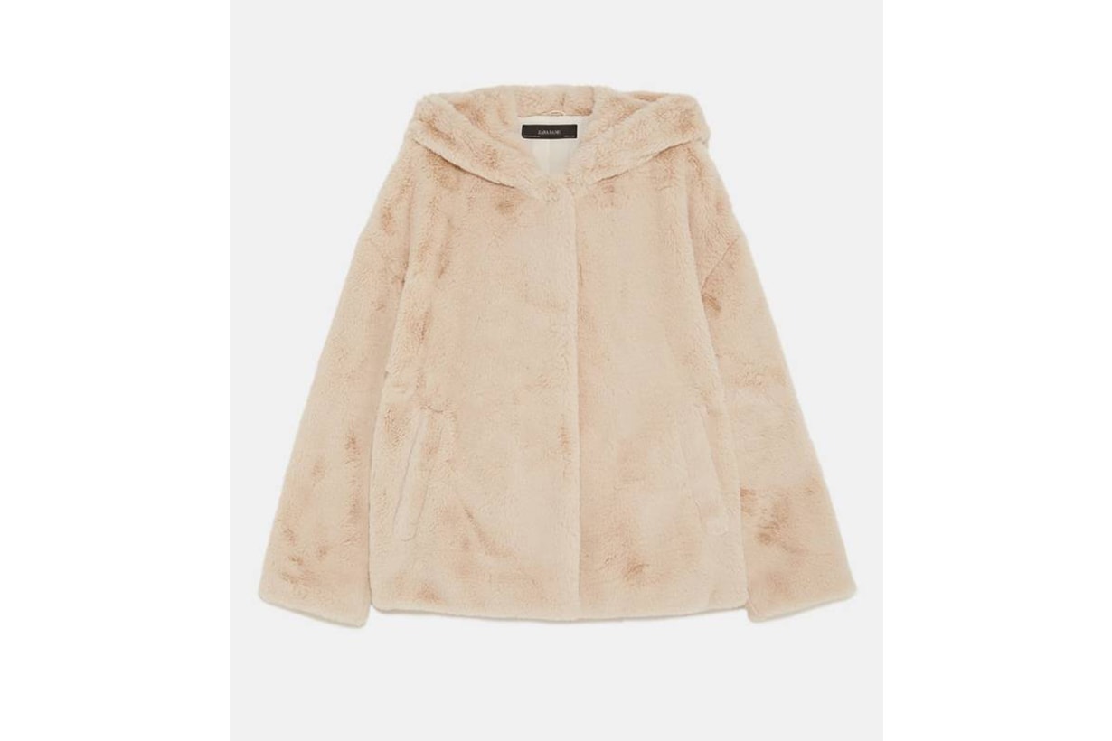 Zara Hooded Faux Fur Jacket