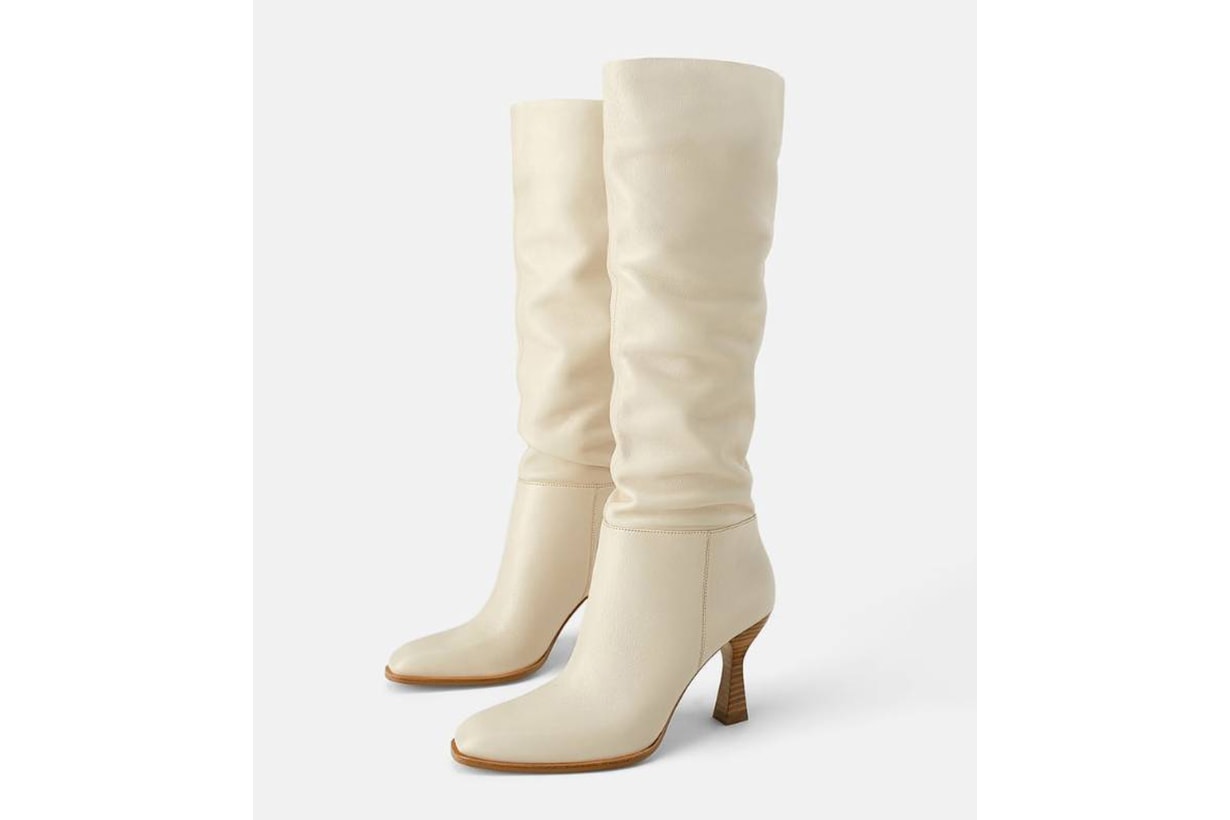 Zara Leather Boots with Wood Effect Boots