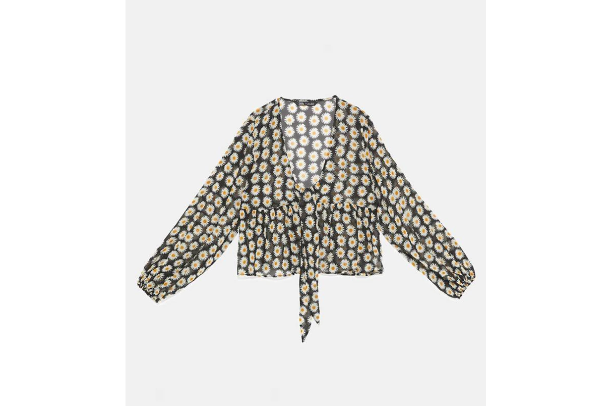 Zara Ruffled Floral Print Blouse