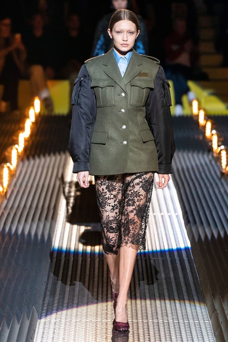 prada miuccia mfw milan fw19 runway frankenstein cara