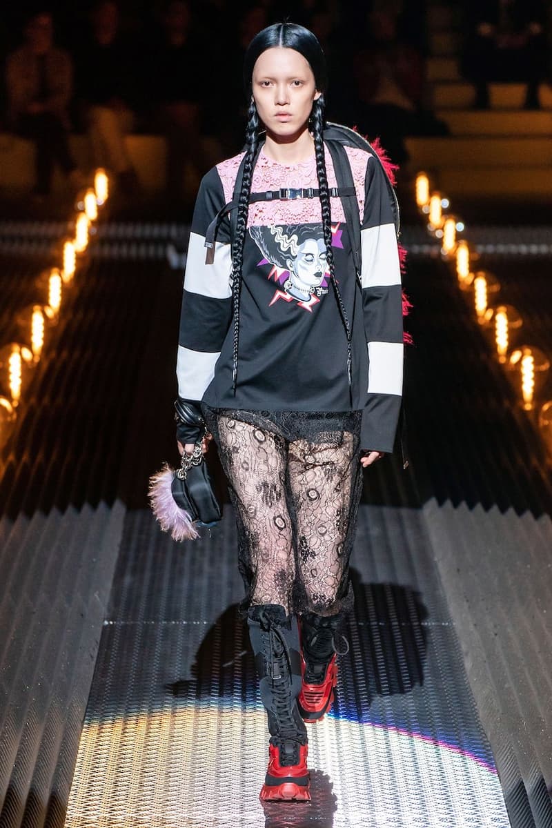 prada miuccia mfw milan fw19 runway frankenstein cara
