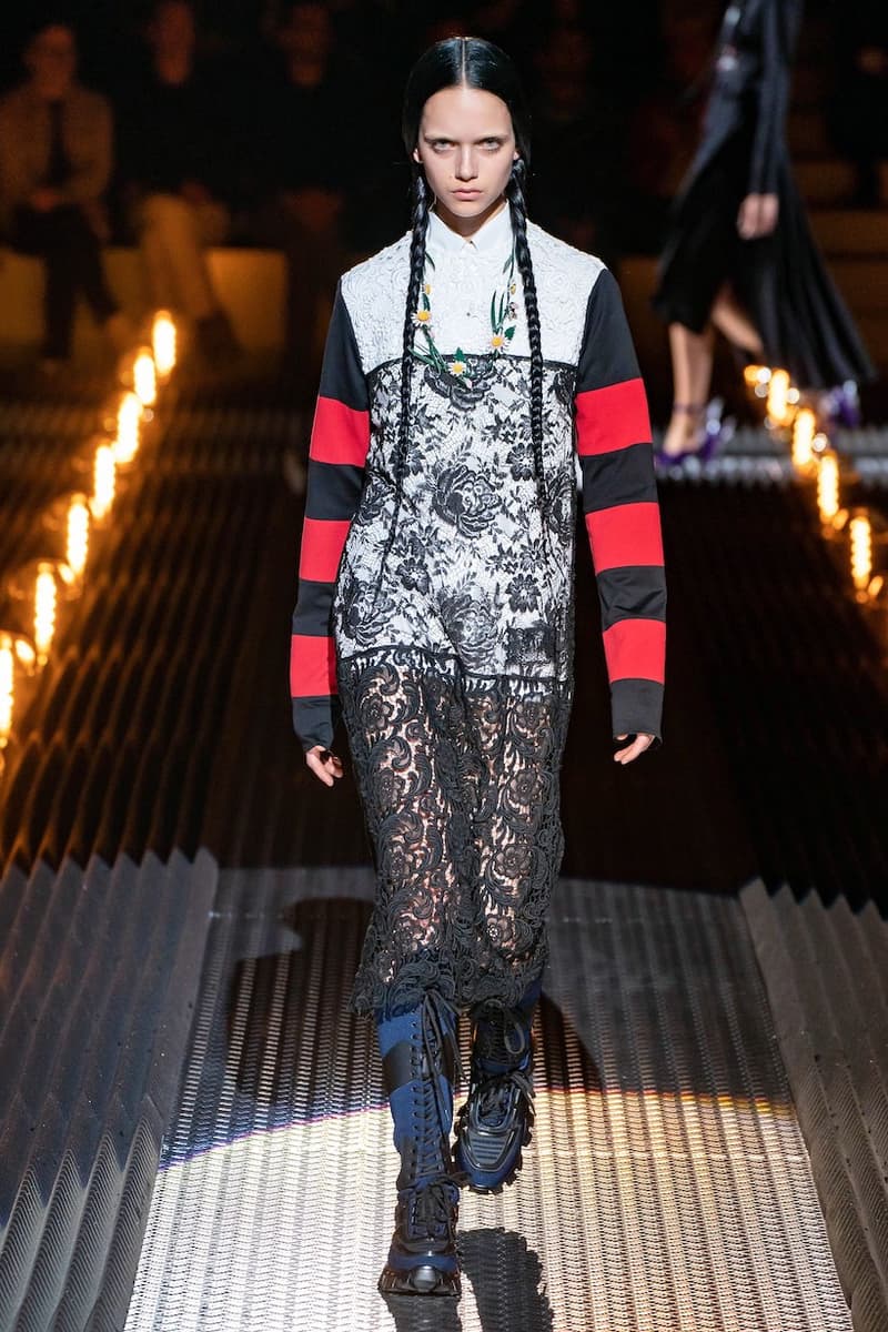 prada miuccia mfw milan fw19 runway frankenstein cara