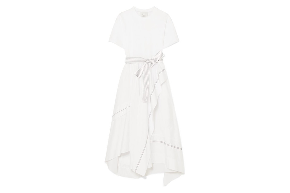 Asymmetric Belted Cotton-Poplin Dress